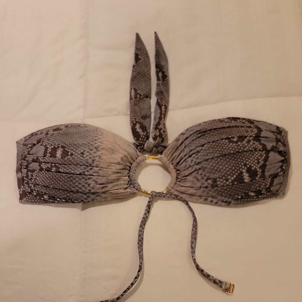 Despi Snake Print Bandeau Bikini Top Sz Large
